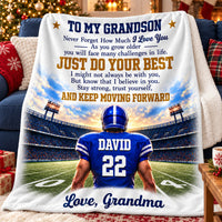 Personalized Football Grandson Blanket Custom Name Number Grandma Gift - product view 5