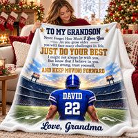 Personalized Football Grandson Blanket Custom Name Number Grandma Gift - product view 7