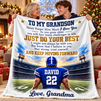 Personalized Football Grandson Blanket Custom Name Number Grandma Gift - product view 8