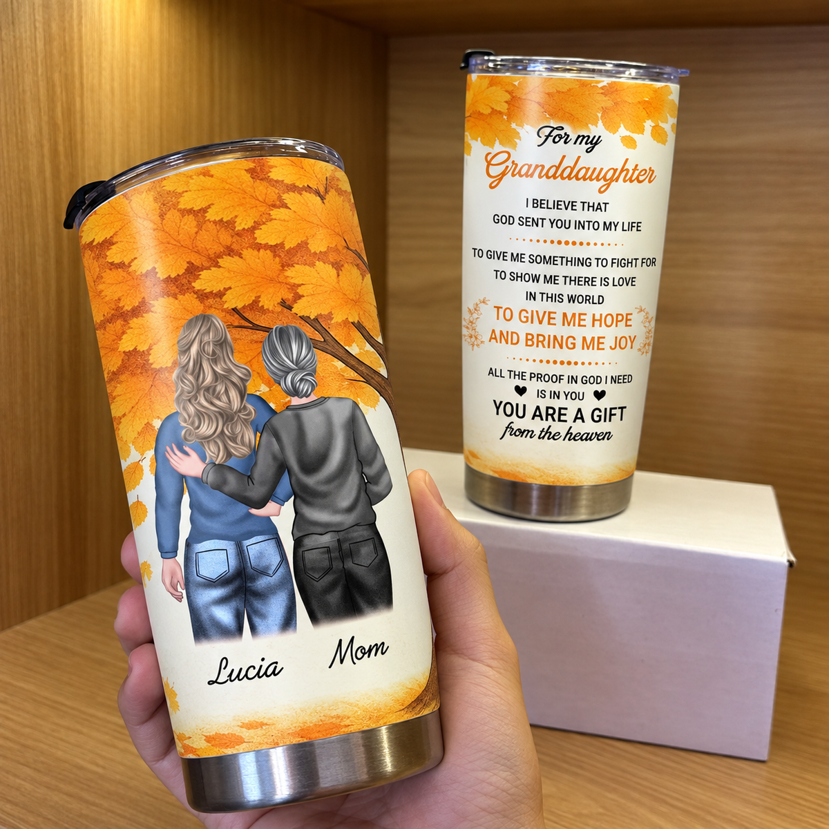 For My Granddaughter God Sent You Tumbler Faith Based Gift From Grandma available at our Austin, Texas warehouse