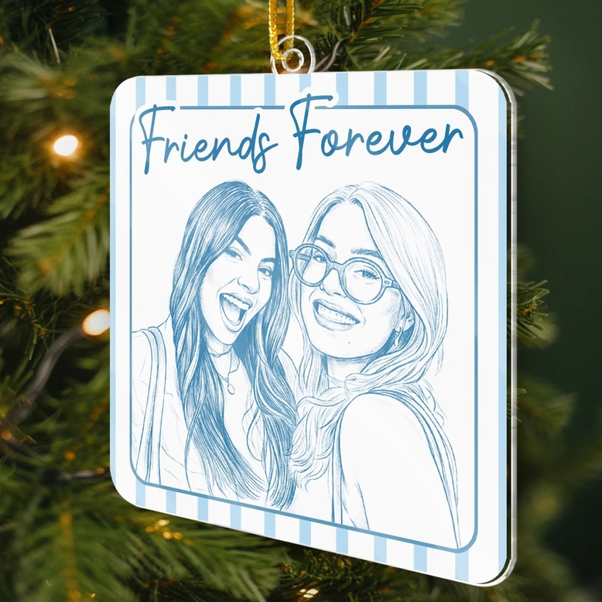 Customer in Austin, Texas wearing Friends Forever Ornament, Best Friend Christmas Gift, Sentimental Friendship Keepsake for Besties