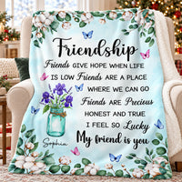 Personalized Friendship Birth Flower Blanket Custom Name Gift - main product view