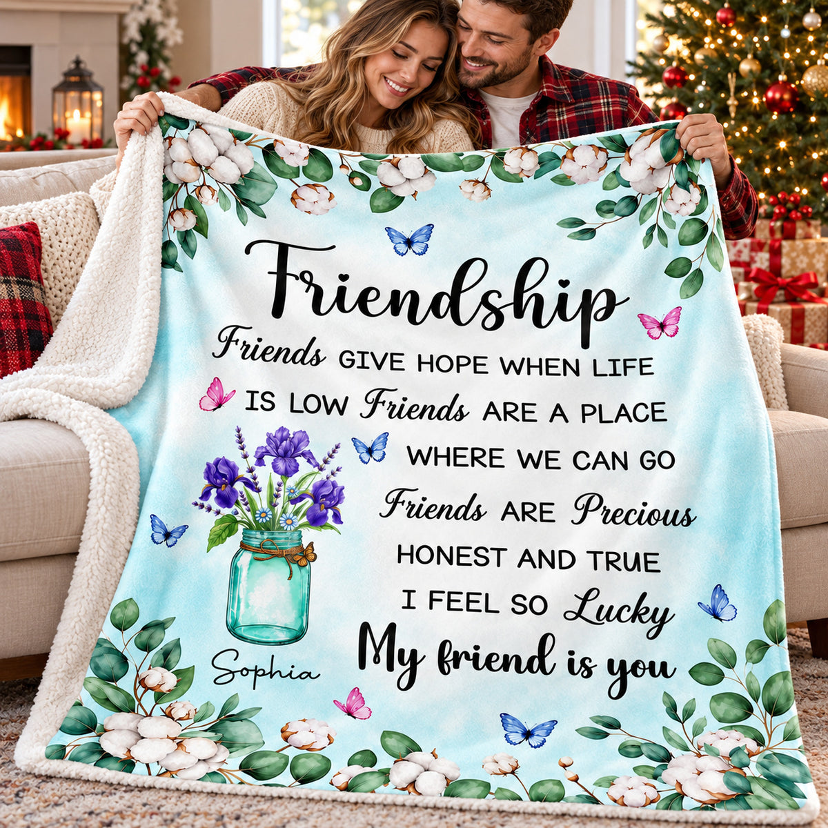 Personalized Friendship Birth Flower Blanket Custom Name Gift - product view 8