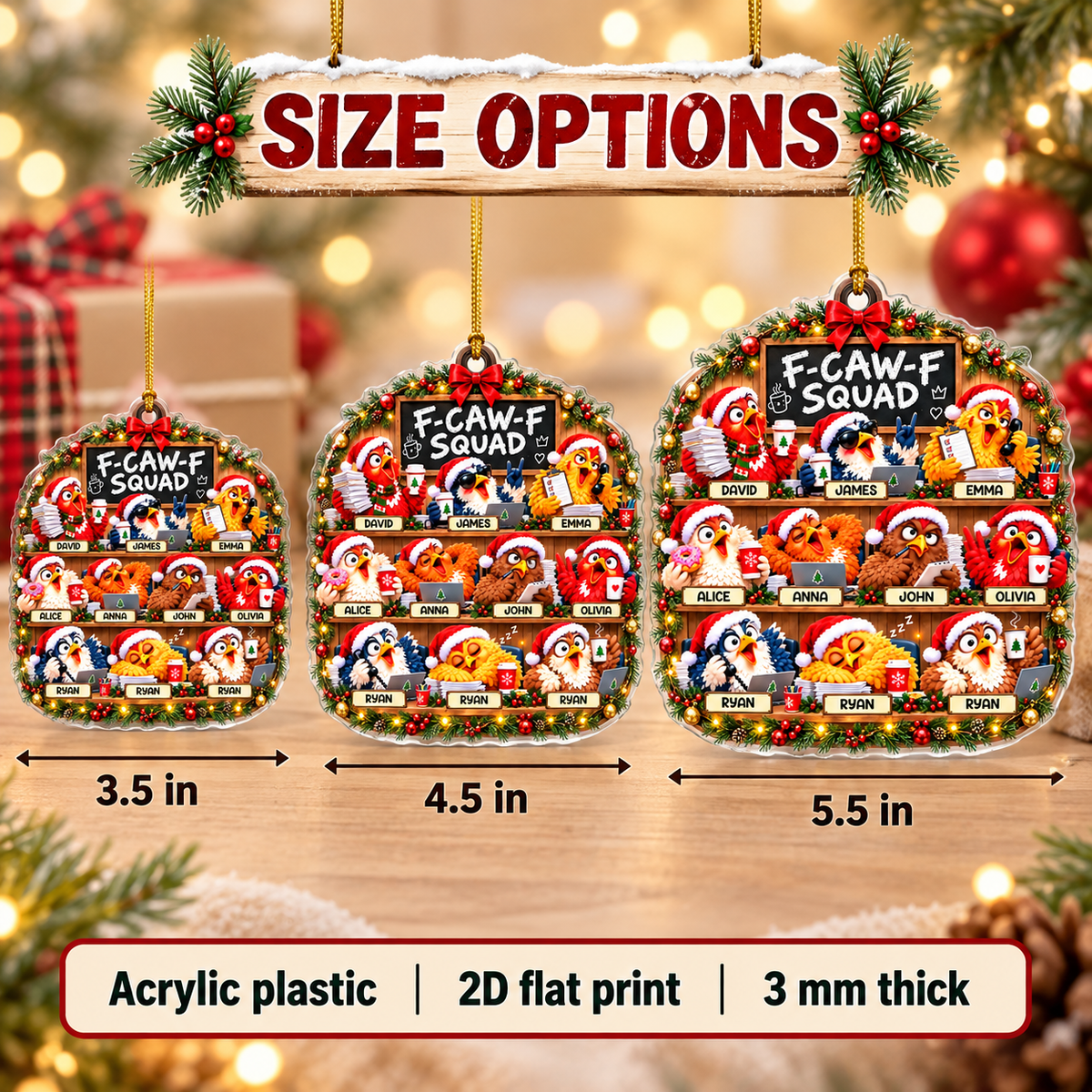 Funny Bird Squad Ornament - size options