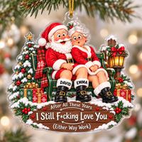 Funny Santa Couple Ornament - design view