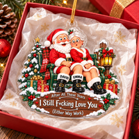 Funny Santa Couple Ornament - product view 4