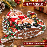 Funny Santa Couple Ornament - material and thickness