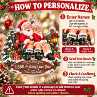 Funny Santa Couple Ornament - personalization instructions