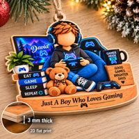 Personalized Gamer Boy Wood Ornament Custom Name Gaming Christmas Gift - product view 7