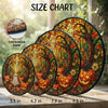 Close-up of Ghost And Pumpkin Stained Glass Art Hanging Decoration, Halloween Suncatcher Fall Porch Window Decor for streetwear fans in Austin, Texas