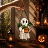 Ghost Stained Glass Plant Suncatcher Cute Halloween Window Decor Gift for Plant Lovers