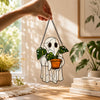 Ghost Stained Glass Plant Suncatcher Cute Halloween Window Decor Gift for Plant Lovers