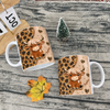 Close-up of Glitter Leopard Print Highland Cow Mug Cute Animal Lover Gift Ceramic Coffee Cup for streetwear fans in Austin, Texas