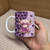 Customer in Austin, Texas wearing Glitter Leopard Print Highland Cow Mug Cute Animal Lover Gift Ceramic Coffee Cup