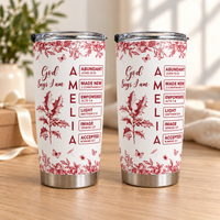 Personalized God Says I Am Tumbler Name Birth Flower Christian Gift - main design
