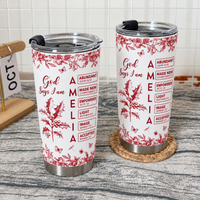 Personalized God Says I Am Tumbler Name Birth Flower Christian Gift - product view 4