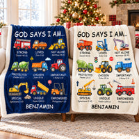 Personalized God Says I Am Truck Blanket Custom Name Christian Gift - main product view