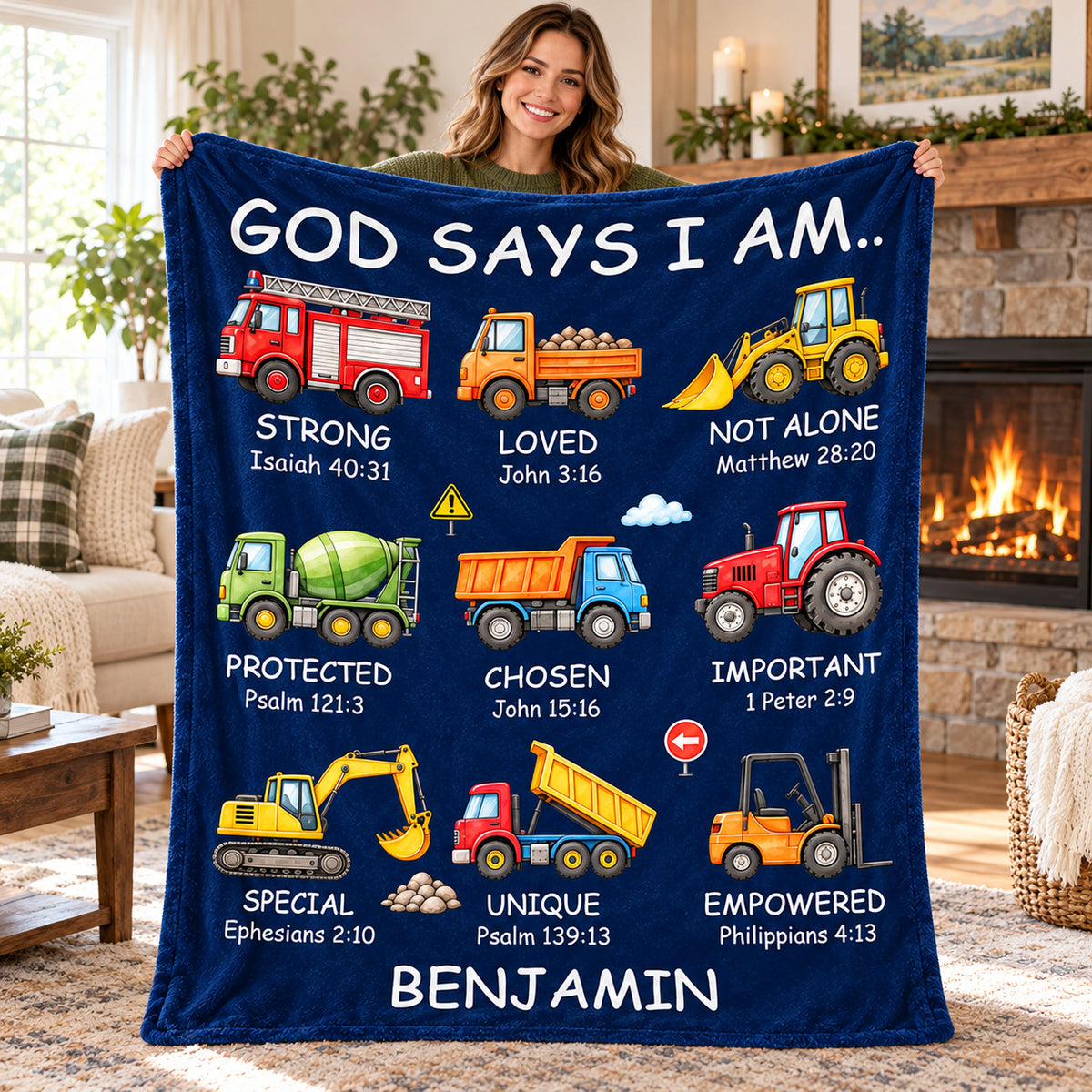Personalized God Says I Am Truck Blanket Custom Name Christian Gift - product view 3