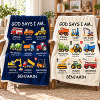 Personalized God Says I Am Truck Blanket Custom Name Christian Gift - product view 4