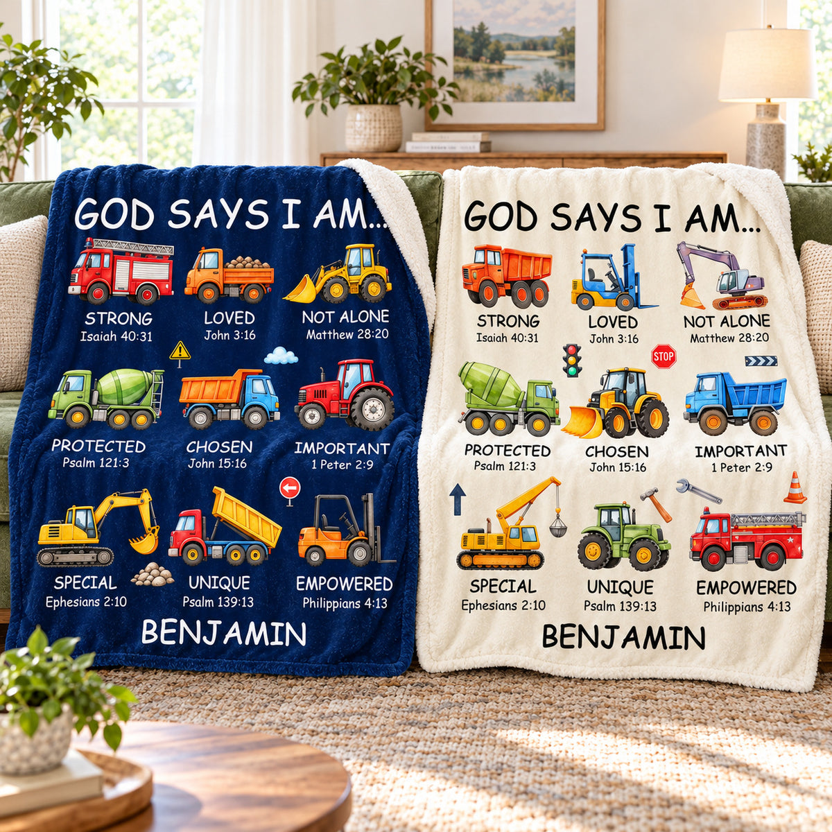 Personalized God Says I Am Truck Blanket Custom Name Christian Gift - product view 5