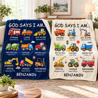 Personalized God Says I Am Truck Blanket Custom Name Christian Gift - product view 5