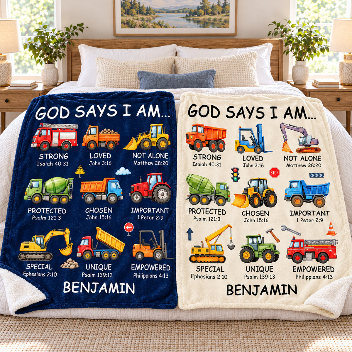 Personalized God Says I Am Truck Blanket Custom Name Christian Gift - product view 6