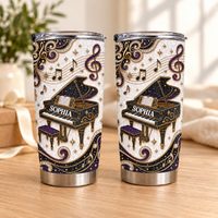 Personalized Grand Piano Music Tumbler Custom Name Pianist Gift - main design