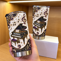 Personalized Grand Piano Music Tumbler Custom Name Pianist Gift - product view 3