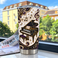 Personalized Grand Piano Music Tumbler Custom Name Pianist Gift - product view 4