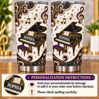 Personalized Grand Piano Music Tumbler Custom Name Pianist Gift - personalization guide