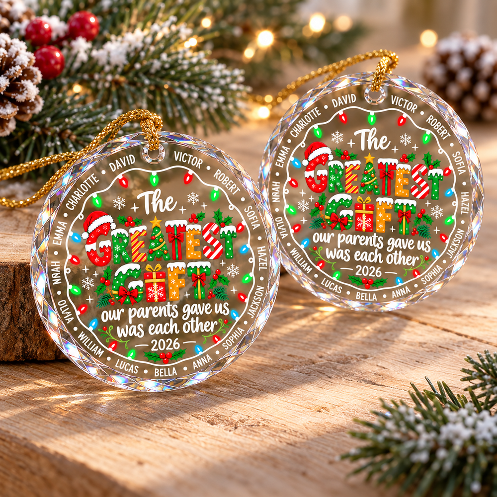 Personalized Greatest Gifts Family Glass Ornament Custom Names Christmas Gift - product view 2