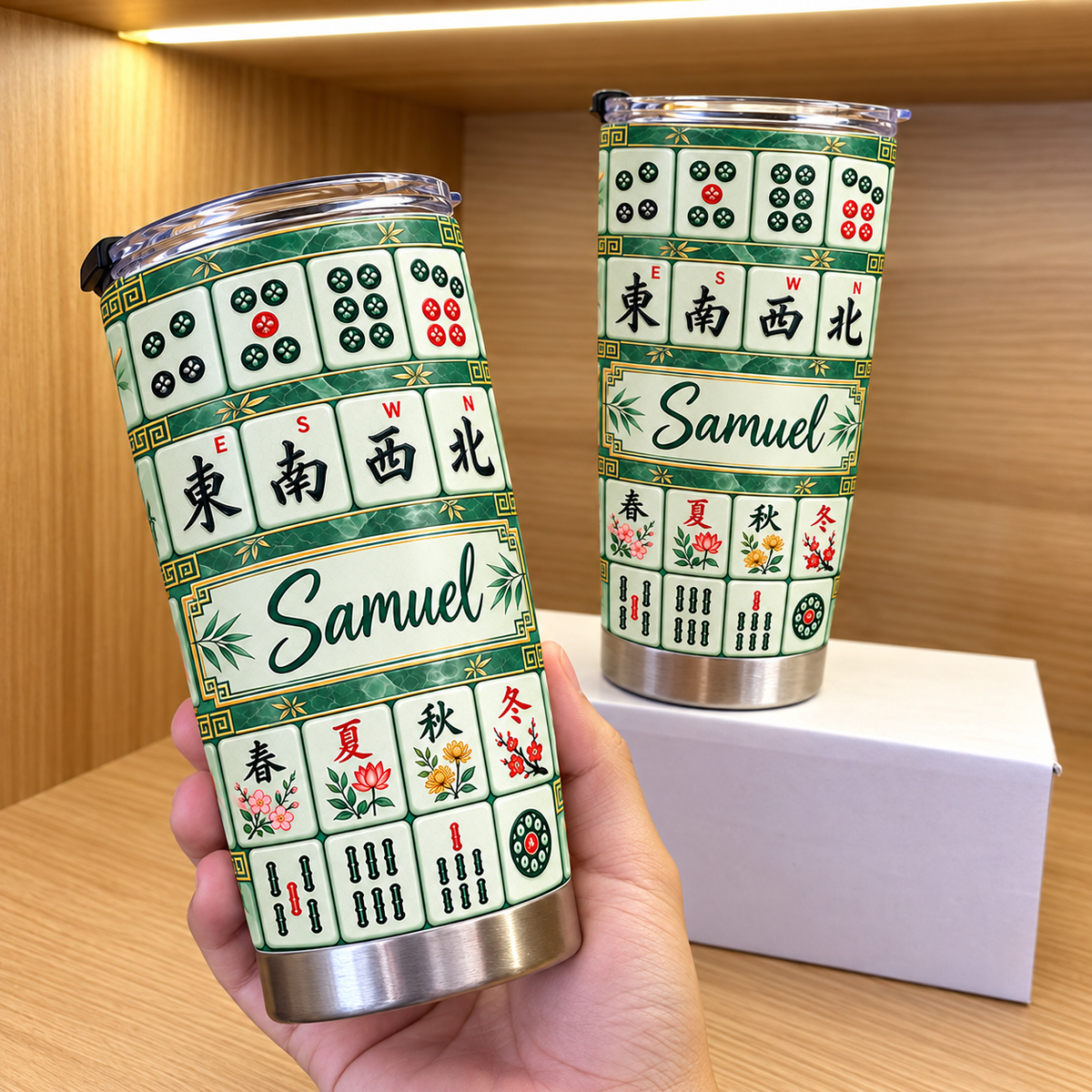 Green Mahjong Tile Tumbler - main product view