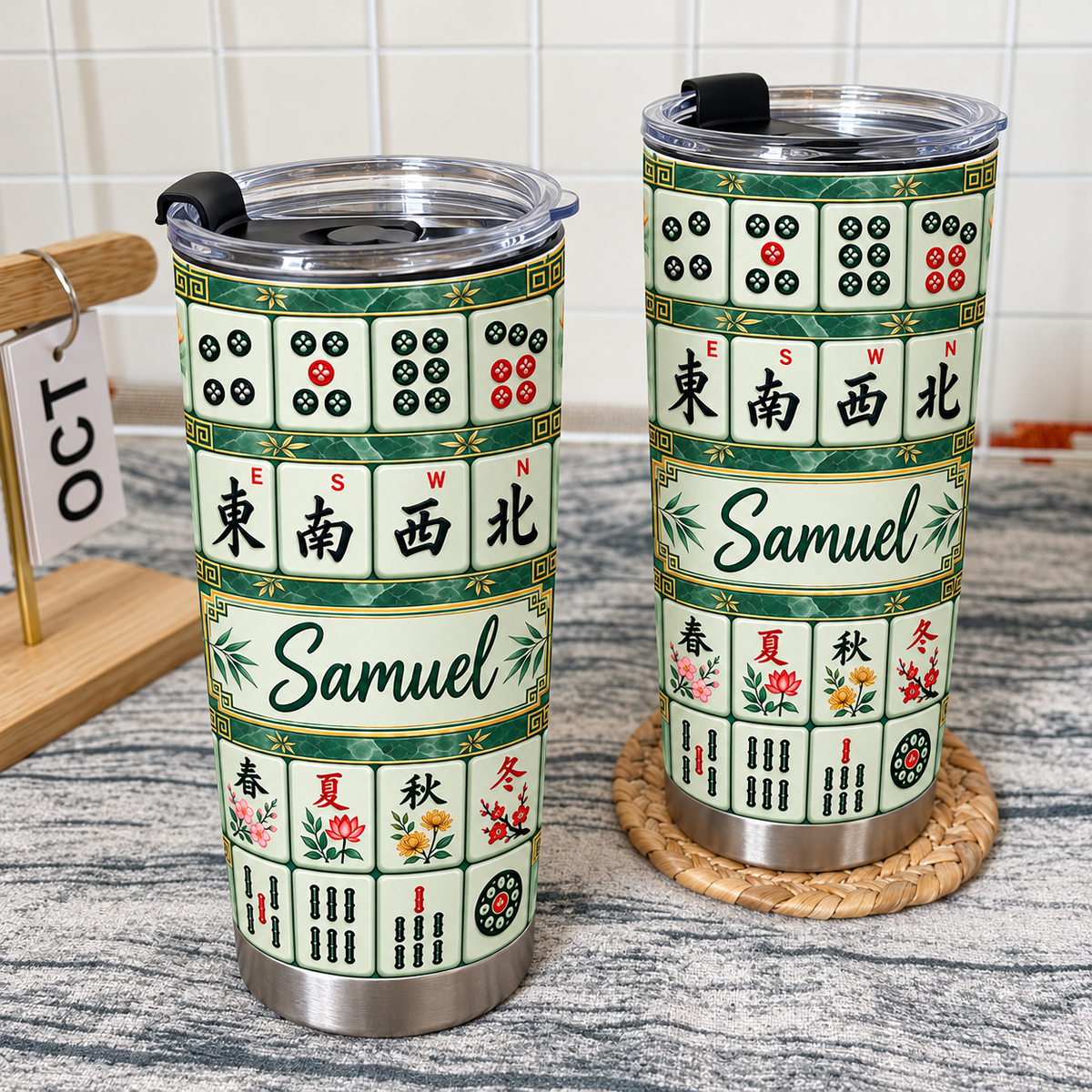 Green Mahjong Tile Tumbler - product detail 5
