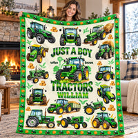 Personalized Green Tractor Blanket Custom Name Farm Boy Gift - product view 3