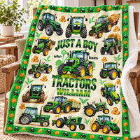 Personalized Green Tractor Blanket Custom Name Farm Boy Gift - product view 4