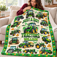 Personalized Green Tractor Blanket Custom Name Farm Boy Gift - product view 7