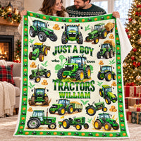 Personalized Green Tractor Blanket Custom Name Farm Boy Gift - product view 8