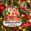 Customer in Austin, Texas wearing Growing Old Together Funny Christmas Ornament Personalized Couples Gift Tropical Santa