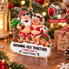 Customer in Austin, Texas wearing Growing Old Together Funny Christmas Ornament Personalized Couples Gift Tropical Santa