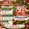 Close-up of Growing Old Together Funny Christmas Ornament Personalized Couples Gift Tropical Santa for streetwear fans in Austin, Texas
