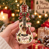 Guitar Shaped Personalized Christmas Ornament Custom Name Music Lover Holiday Keepsake Gift on a hanger, ready to ship from Austin, Texas