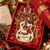 Close-up of Guitar Shaped Personalized Christmas Ornament Custom Name Music Lover Holiday Keepsake Gift for streetwear fans in Austin, Texas