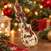 Customer in Austin, Texas wearing Guitar Shaped Personalized Christmas Ornament Custom Name Music Lover Holiday Keepsake Gift