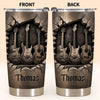 Close-up of Guitars In Stone Wall Tumbler Personalized Stainless Steel Travel Mug Gift for Guitarist Musician for streetwear fans in Austin, Texas