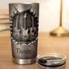 Close-up of Guitars In Stone Wall Tumbler Personalized Stainless Steel Travel Mug Gift for Guitarist Musician for streetwear fans in Austin, Texas