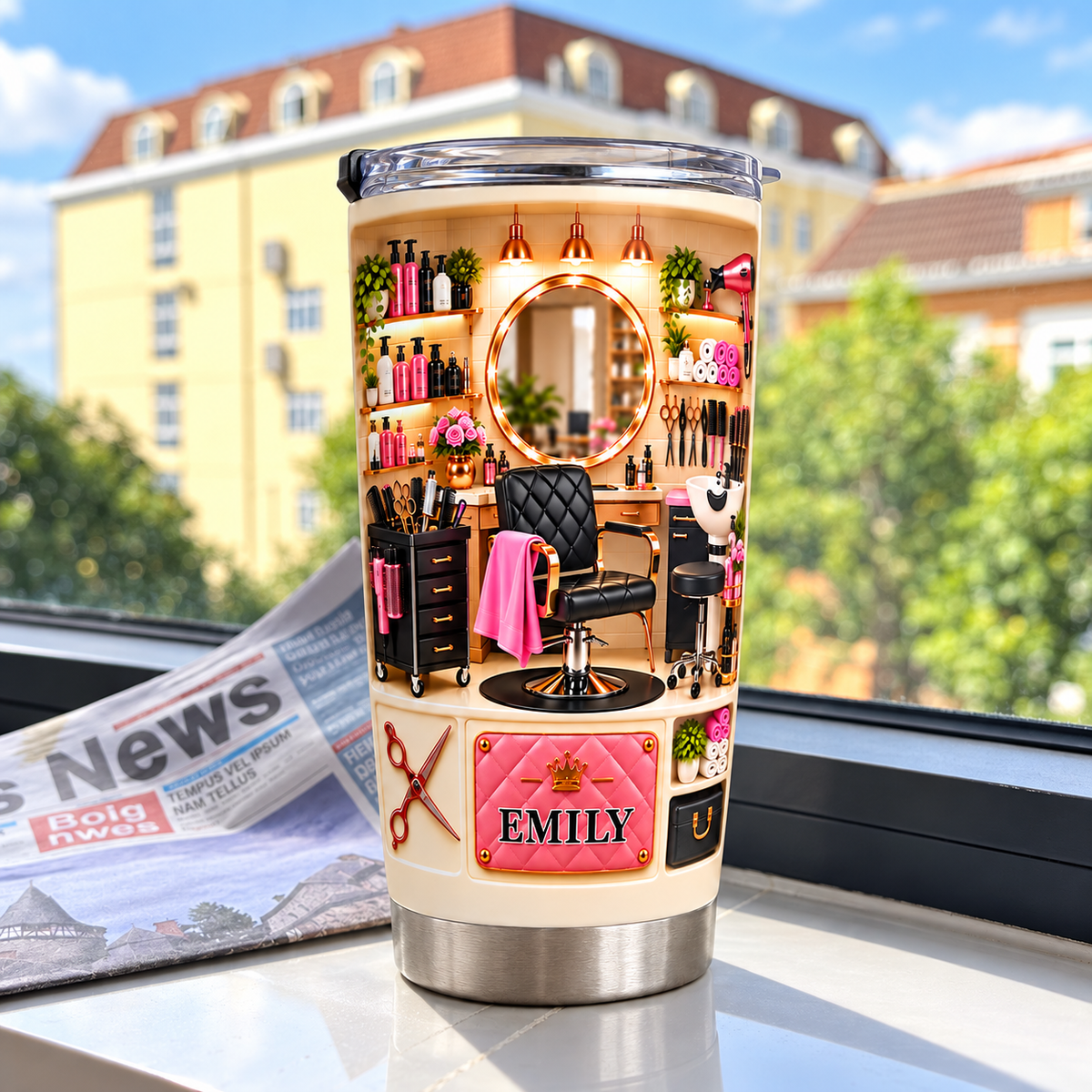Personalized Hair Salon Tumbler Custom Name Hairstylist Gift - product view 4