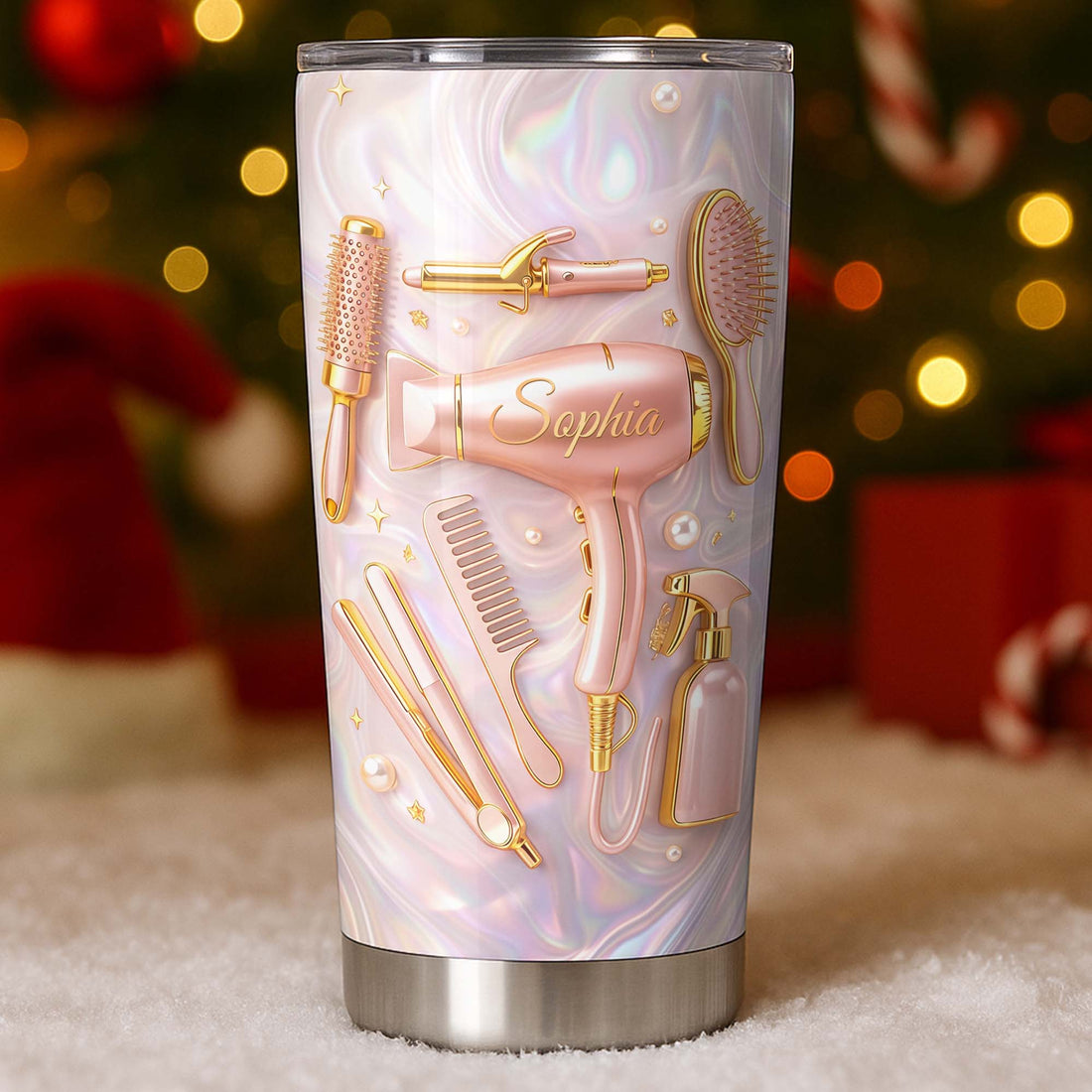 Hair Stylist Tumbler, Personalized Hairstylist Stainless Steel Travel Mug, Cosmetology Hair Salon To on a hanger, ready to ship from Austin, Texas