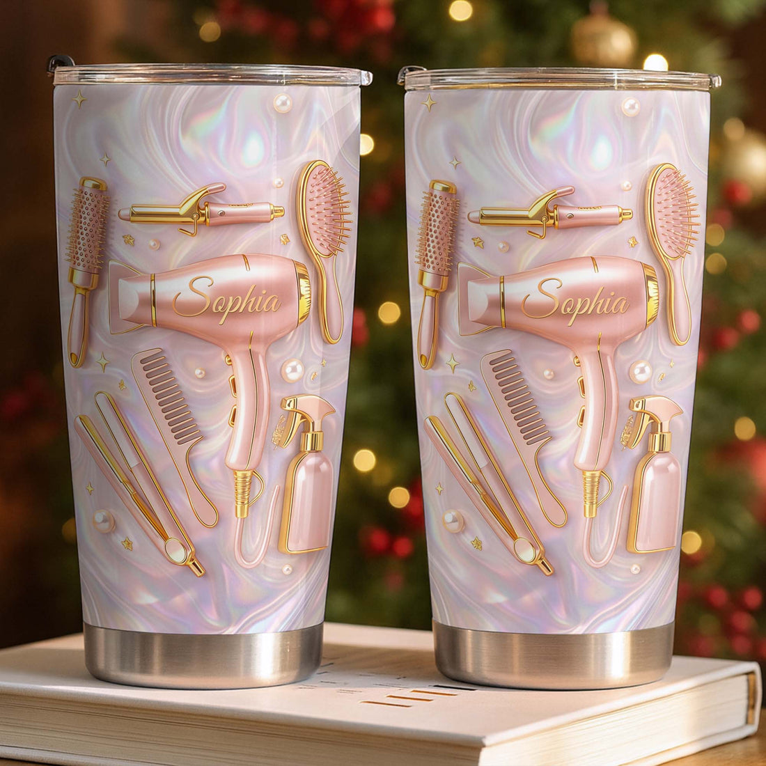 Hair Stylist Tumbler, Personalized Hairstylist Stainless Steel Travel Mug, Cosmetology Hair Salon To available at our Austin, Texas warehouse