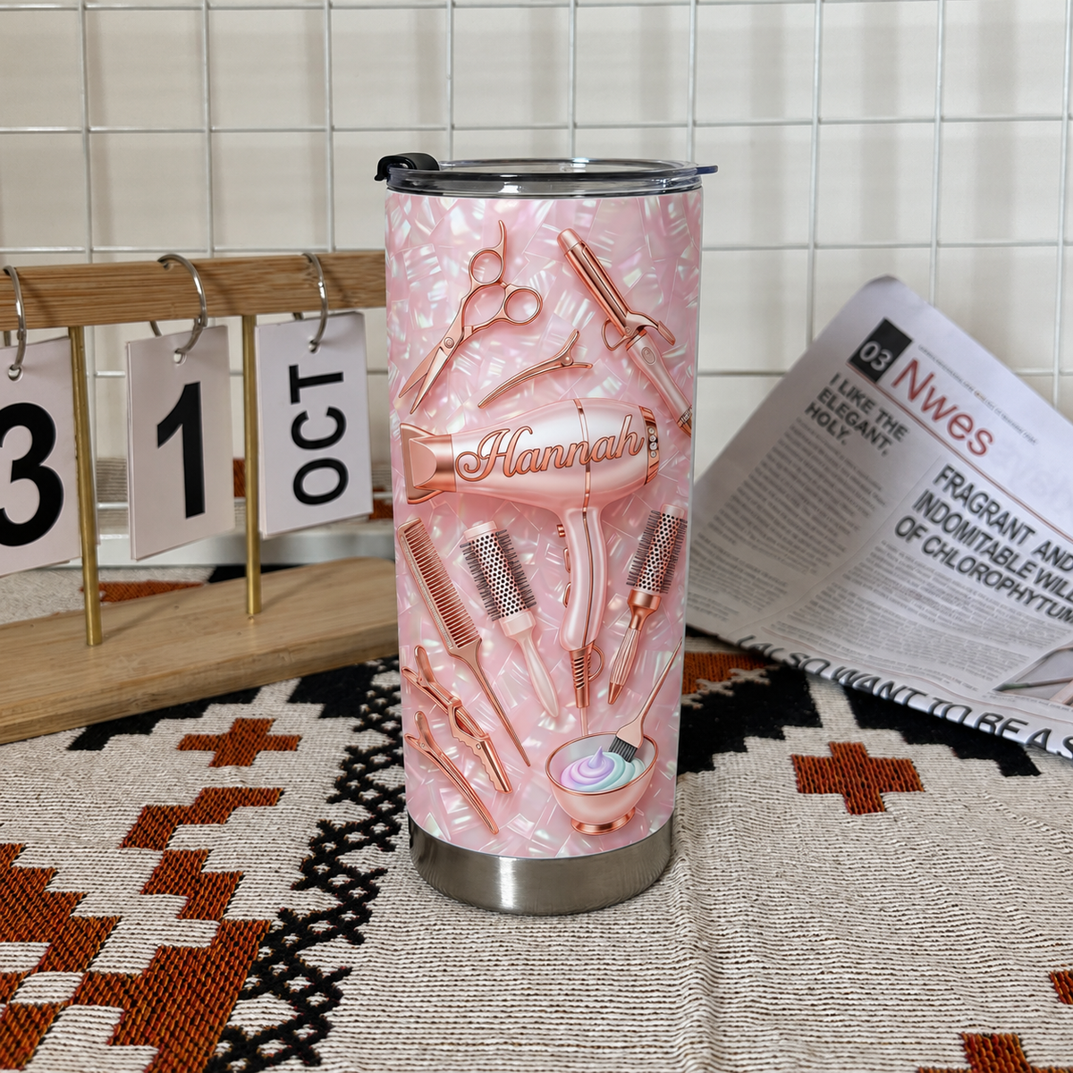 Close-up of Hairapist Definition Tumbler Funny Hairstylist Gift for Cosmetologists for streetwear fans in Austin, Texas