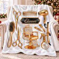 Personalized Hairstylist Blanket Custom Name Salon Hairdresser Gift - main product view